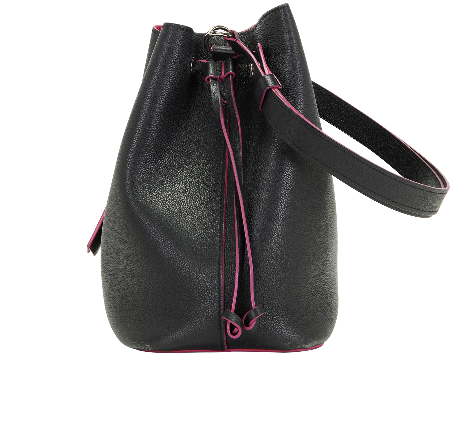 Lockme Bucket Bag, &pound;750, Handbags, Black, Leather, Bottom view